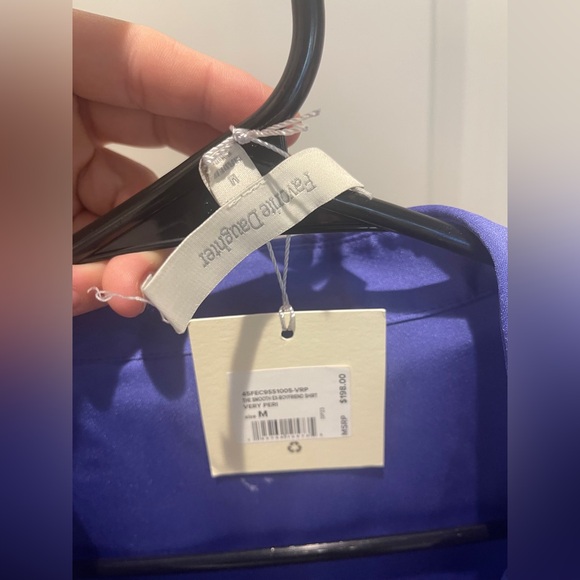 Favorite Daughter Smooth Ex-Boyfriend Satin Shirt Very Peri Purple Size M - Picture 7 of 10